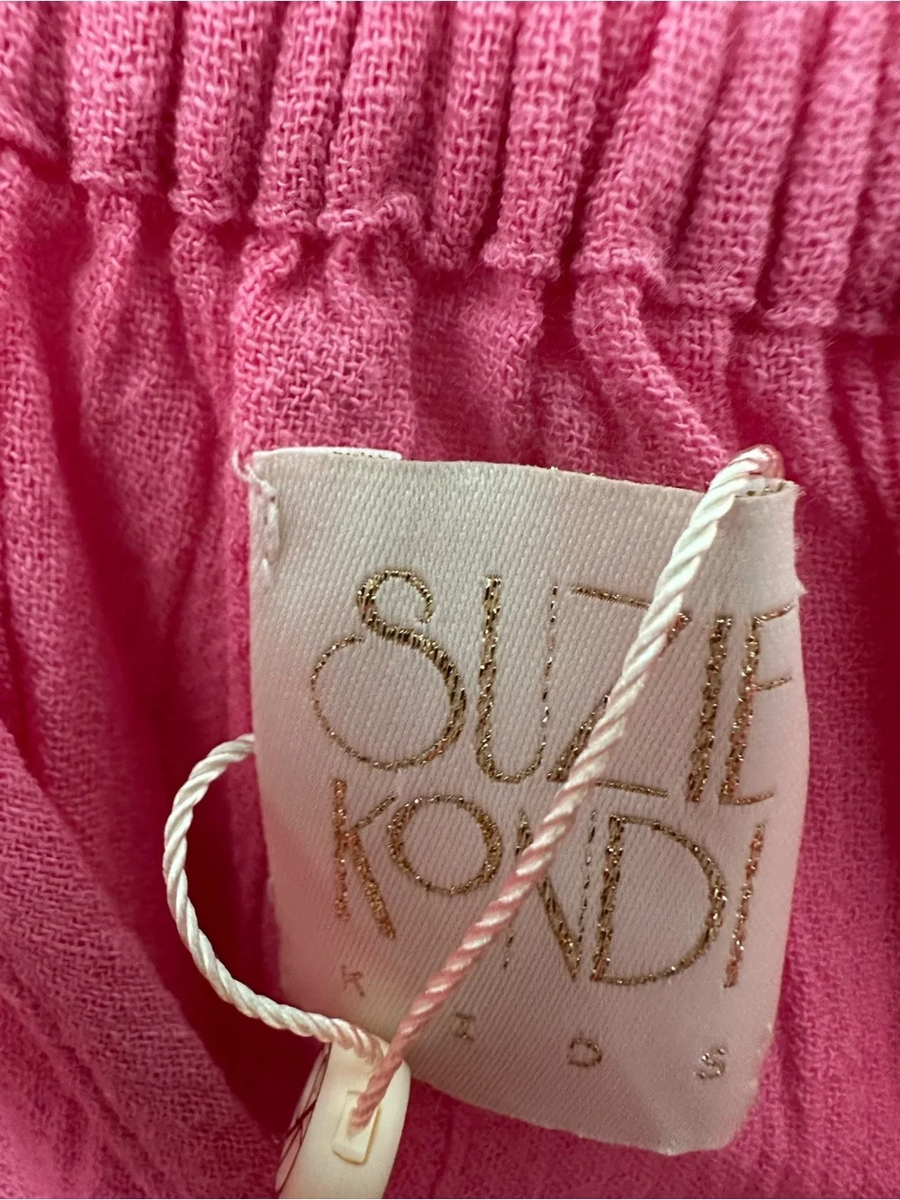 Suzie Kondi Kids Harem Jumpsuit Gauze Pink Cosmos elastic hem and strap 12 years